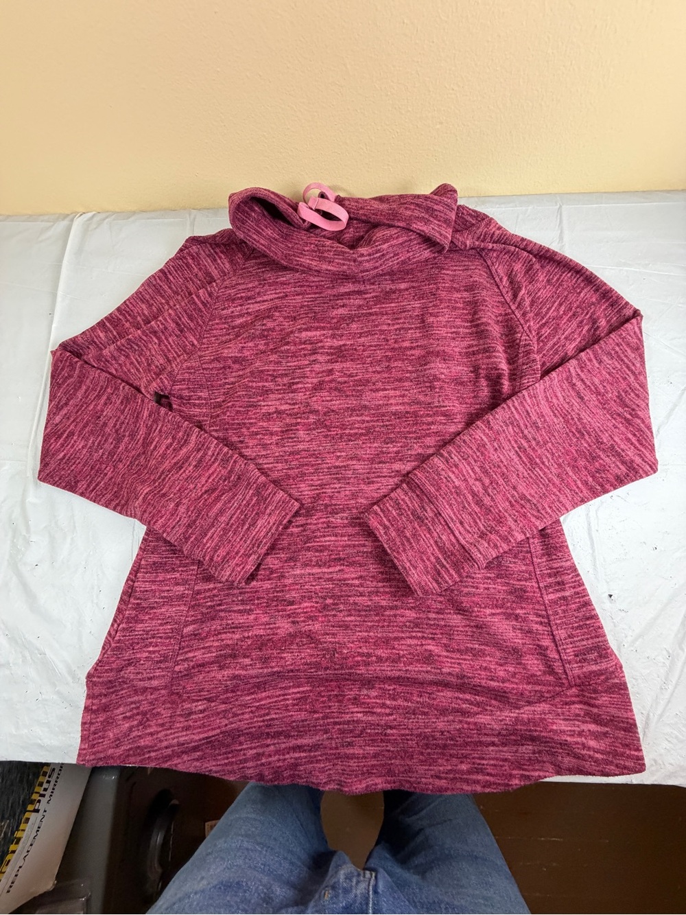 Kimes‎ Ranch Marled Raspberry Pullover Cowl Hoodie - Picture 2 of 9